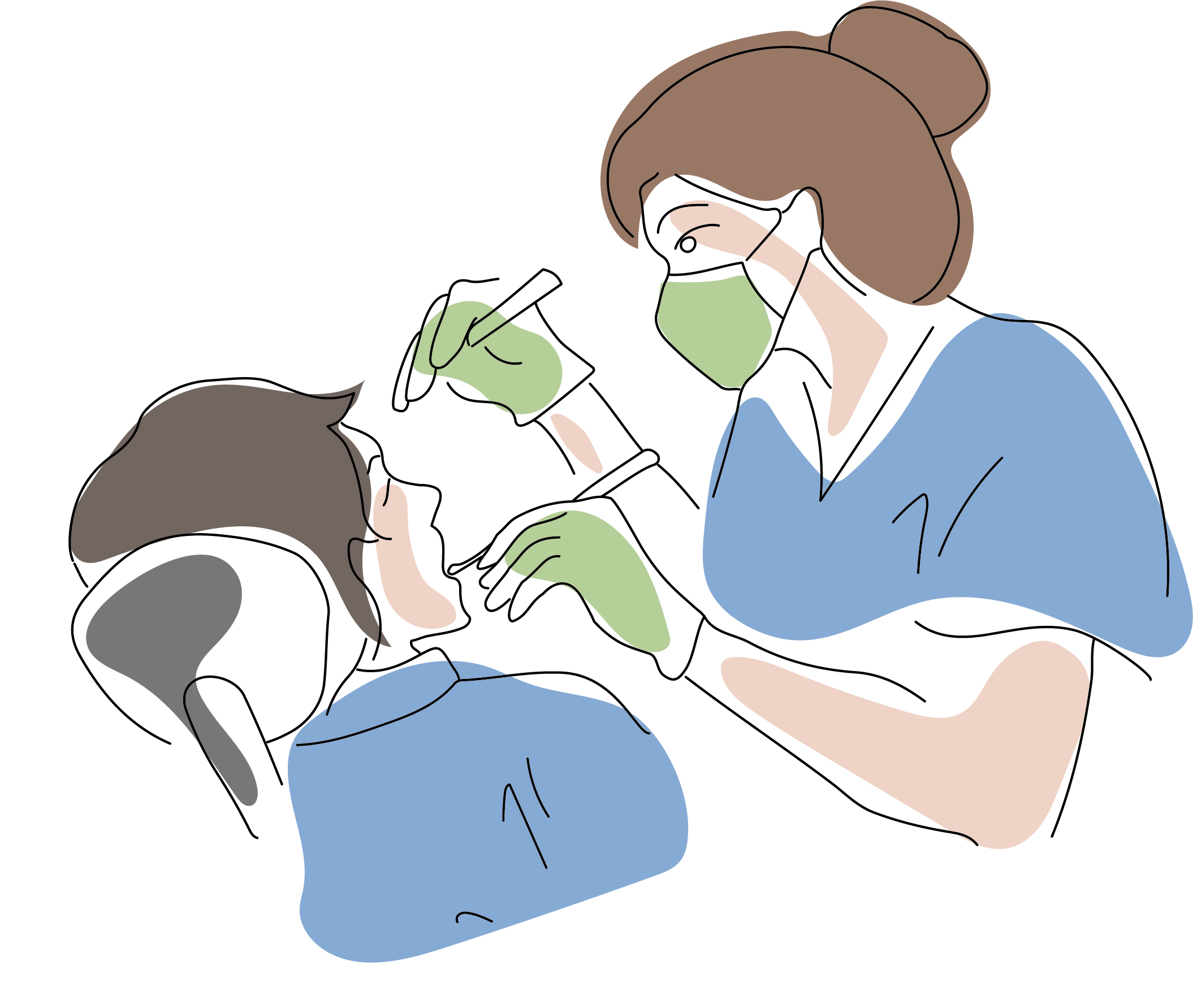Illustration de soins dentaires en EMS et à domicile par Croc La Vie